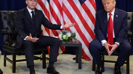 Emmanuel Macron et Donald Trump en marge de l'Assemblée générale des Nations unies à New York, le 23 décembre 2025