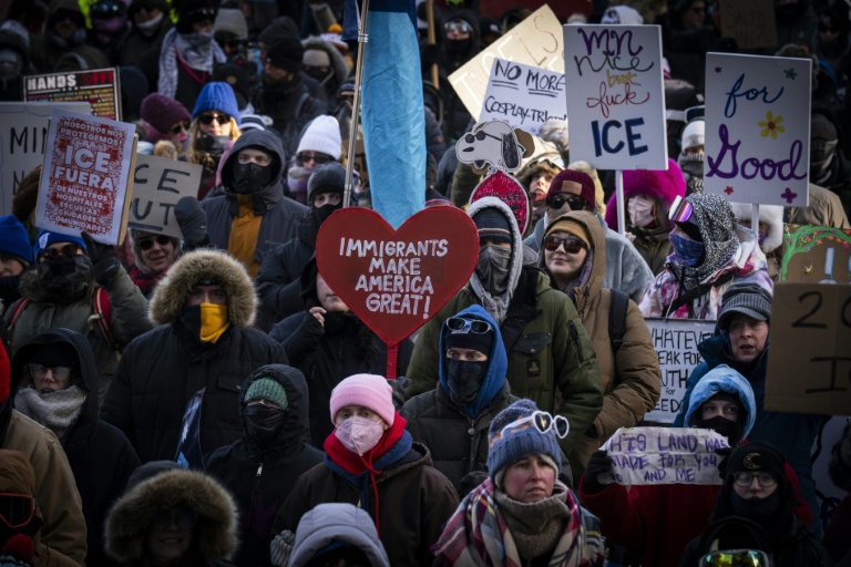 Manifestation contre les méthodes de la police de l'immigration à Minneapolis le 23 janvier 2026