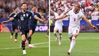 Photomontage des stars de l'Argentine Lionel Messi et de l'Angleterre Harry Kane, futurs adversaires mercredi 15 juillet en demi-finale du Mondial
