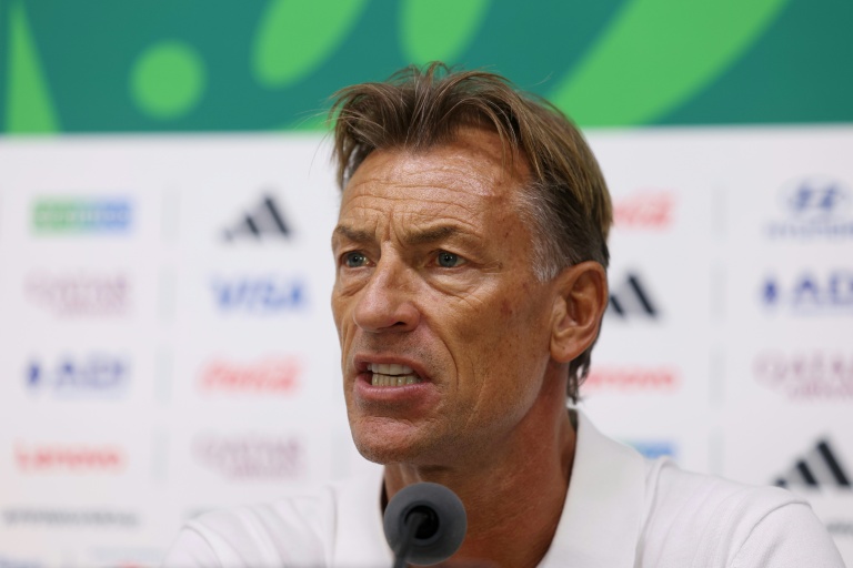 Le sélectionneur français de la Tunisie, Hervé Renard, donne une conférence de presse  à la veille du match contre le Japon, à Guadalupe (Mexique), le 19 juin 2026