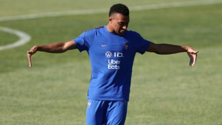 L'attaquant français Kylian Mbappé participe à une séance d'entraînement à l'université Bentley de Waltham, près de Boston, le 20 juin 2026