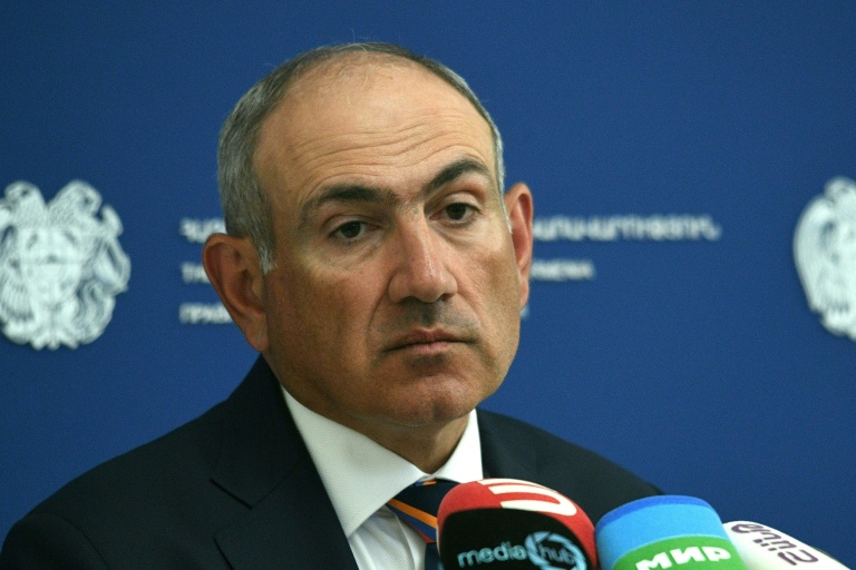 Le Premier ministre arménien Nikol Pachinian lors d'une conférence de presse à Erevan le 28 mai 2026