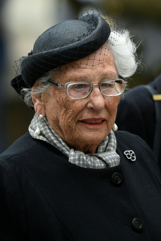 La princesse Astrid de Norvège, lors d'obsèques, le 4 mai 2019, à Luxembourg-Ville