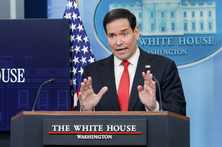 Le secrétaire d'Etat américain Marco Rubio lors d'une conférence de presse à la Maison Blanche, le 5 mai 2026 à Washington