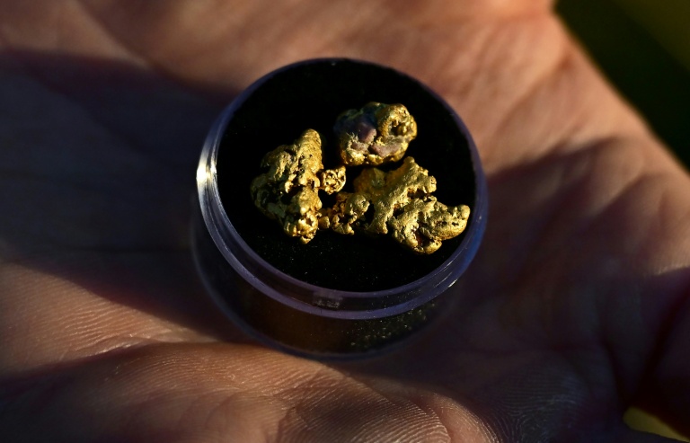 Le Youtubeur Matt James montre de l'or qu'il a trouvé dans le comté d'El Dorado, en Californie, le 27 octobre 2025

