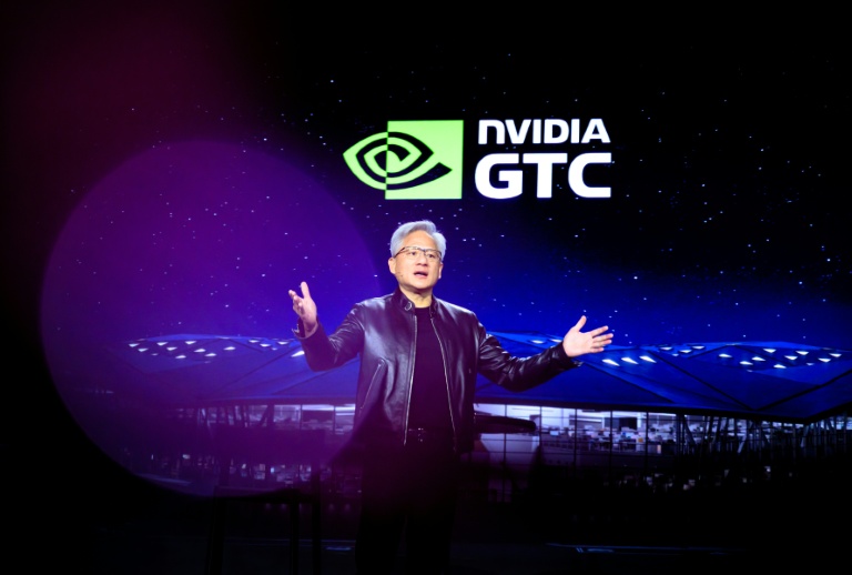 Le patron de Nvidia Jensen Huang, lors de la la conférence annuelle des développeurs GTC à San José en Californie, le 17 mars 2026