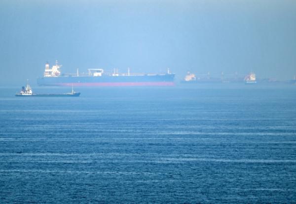 Des navires commerciaux au large du terminal portuaire de Khor Fakkan, aux Emirats arabes unis, le 19 juin 2026