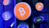 Logos du bitcoin et d'autres crypto-monnaies