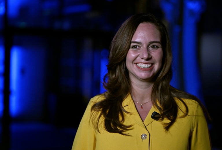 Sarah Knafo, du parti d'extrême droite Reconquête !, candidate à la mairie de Paris, au Grand Palais à Paris, le 13 janvier 2026