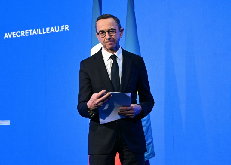 L'ancien ministre de l'Intérieur, Bruno Retailleau, après avoir annoncé sa candidature à l'élection présidentielle, le 12 février 2026 à Paris