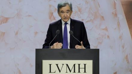 Le PDG du géant mondial du luxe LVMH Bernard Arnault, durant l'assemblée générale des actionnaires du groupe le 23 avril à Paris
