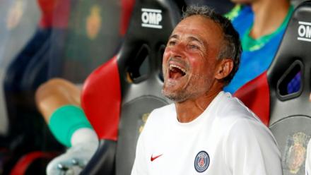 L'entraîneur espagnol du Paris Saint-Germain, Luis Enrique, avant le début d'un match amical contre le RCD Majorque, à Palma de Majorque, le 8 août 2026