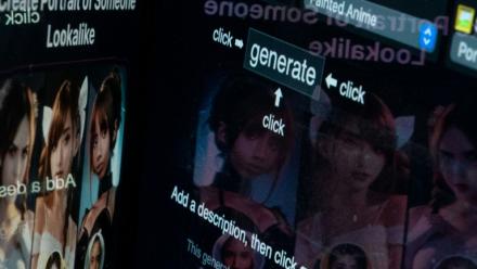 Photo d'illustration réalisée à Washington, le 16 novembre 2023, montrant, qu'vec la popularisation de l'intelligence artificielle (IA), il est devenu plus facile de fabriquer des montages photo ou vidéo et de les rendre hyperréalistes, ouvrant la voie à leur utilisation à des fins de harcèlement ou d'humiliation