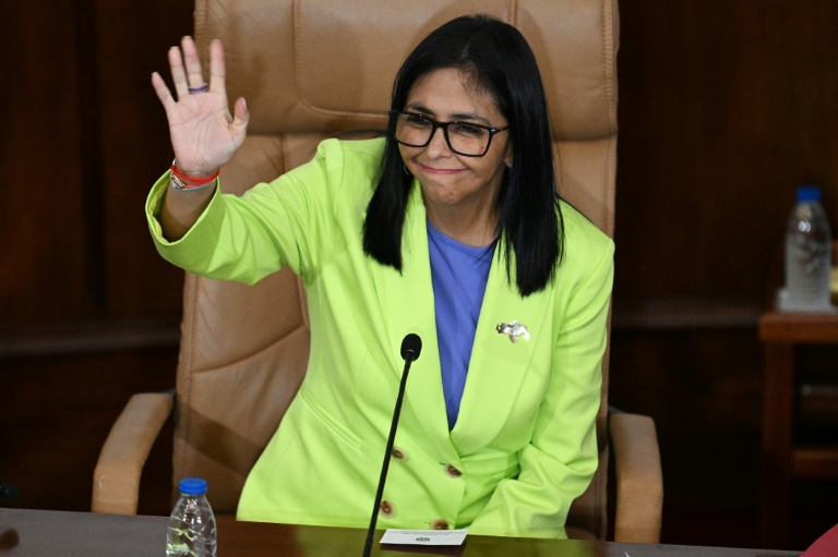 La présidente par intérim du Venezuela, Delcy Rodriguez, lors d'un discours devant le Parlement à Caracas, le 15 janvier 2026