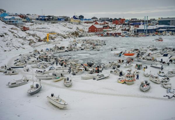 Vue du port d'Ilulissat, au Groenland, le 18 mars 2026


