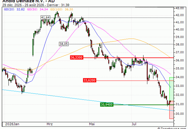 Ahold Delhaize N.V. : Achat du turbo CALL Société Générale 355FS (355FS)